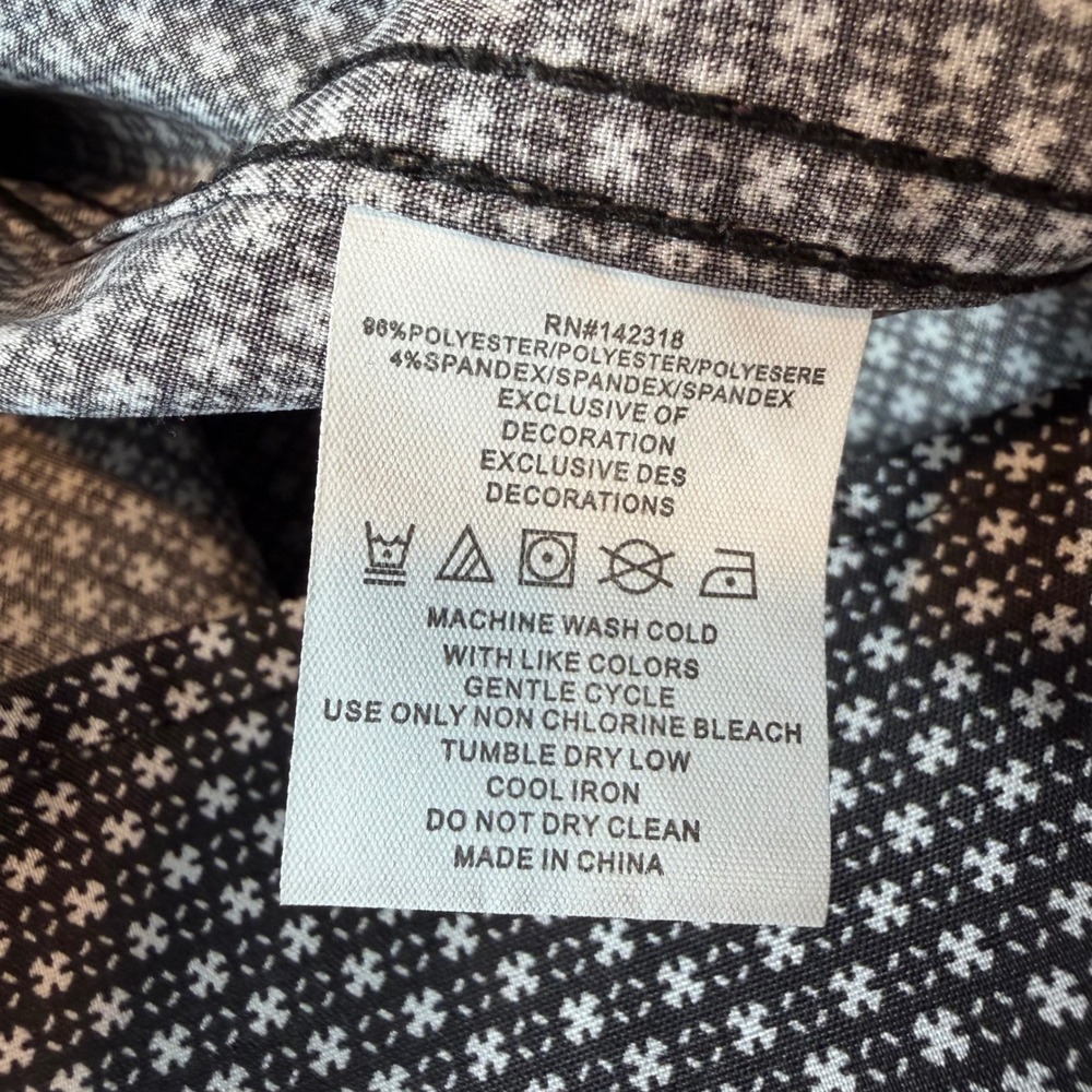 Nick Graham Everywhere Men's XL Stretch Modern Fit Black Geometric Dress Shirt - Picture 6 of 7